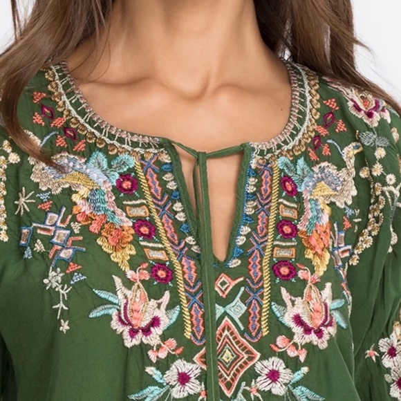Johnny Was Sunflower Cactus Embroidered Blouse Tunic Top , size XXS - Picture 2 of 12